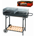 Barbecue charbon de bois demi tonneau sur roues