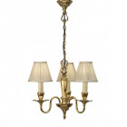 Suspension asquith laiton, 3 abat-jours beiges imitation soie
