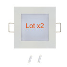 Lot de 2 dalles led extra plates carré blanc 6w (eq. 48w) 4200k dim 120x120mm