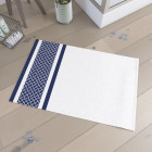 Tapis de bain 60x90cm 100% coton - patchwork blanc