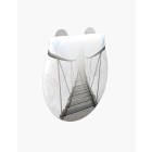 Abattant thermodur motif 'pont suspendu' gris et blanc - double frein et charnières déclipsables