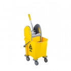 Chariot de nettoyage à 1 seau avec presse pressmono seau et pince en polypropylène un seau de 25 litres avec poignée