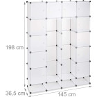 Étagère cubes rangement penderie armoire 18 compartiments plastique transparent