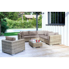 Table basse en résine tressée et verre rattan