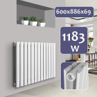 Radiateur chauffage centrale pour salle de bain salon cuisine couloir chambre à coucher panneau double 60 x 88,6 cm blanc