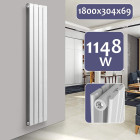 Radiateur chauffage centrale pour salle de bain salon cuisine couloir chambre à coucher panneau double 180 x 30,4 cm blanc