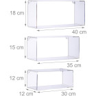 Set de 3 étagères tablettes flottantes rectangle acrylique transparent 