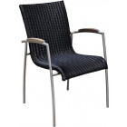 Salon de jardin table et 6 fauteuils acier brossé et teck melbourne