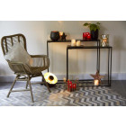 Lampe ronde à poser en métal noir avec intérieur doré