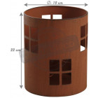 Photophore de jardin en métal rouillé