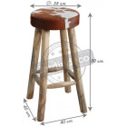 Tabouret de bar en peau de vache et bois