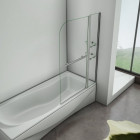 Pare baignoire pivotant 180° - verre trempé 6mm verre trempé - porte-serviette - 2 étagères - Dimensions au choix
