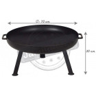 Brasero rond en acier peint 3 pieds fins 70 cm