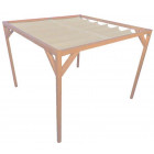 Pergola autoportante bois douglas toile crème porcelaine 4 x 2 m