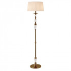 Lampadaire polina, laiton antique et cristal, abat-jour beige
