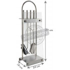 Serviteur de cheminée en métal et verre  4 accessoires