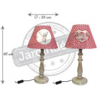 Lampe à poser en bois et coton rouge (lot de 2)