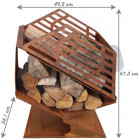 Chauffe-terrasse en fonte avec stockage de bois