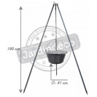 Chaudron en acier émaillé sur trépied 14 litres