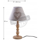 Lampe à poser en bois et coton imprimé coeur