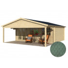 Dépendance de jardin en bois landes bardeau arrondi vert