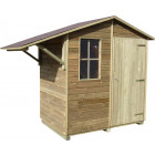 Abri de jardin avec abri bûches en pin brio 2