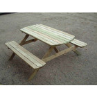 Table pique-nique avec bancs en bois rondo