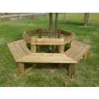 Banc tour d'arbre en bois avec dossier