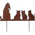 Silhouette famille chats sur pique en fonte