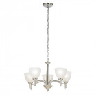 Suspension neeson, nickel satiné et verre albâtre, 5 ampoules