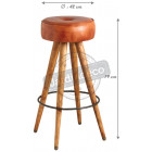 Tabouret en cuir avec pieds bois