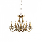 Chandelier oksana, laiton antique, pendeloques cristal, 5 éclairages