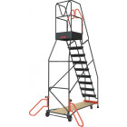 Escabeau roulant à immobilisation automatique charge 150 kg 10 marches ht travail 4310 mm
