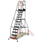 Escabeau roulant à immobilisation automatique charge 150 kg 12 marches ht travail 4770 mm
