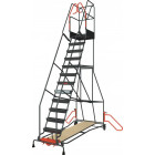 Escabeau roulant à immobilisation automatique charge 150 kg 13 marches ht travail 5000 mm