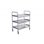 Desserte inox 304 L avec galeries de maintien, 3 plateaux, 835 x 435 mm, 300 kg