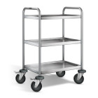 Desserte inox 304 L, 3 plateaux, 800 x 500 mm, 120 kg