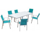 Salon de jardin moderne bleu 6 personnes cyclades