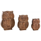 Chouettes en manguier (lot de 3)