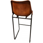 Tabouret de bar en cuir marron et pieds en métal