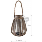 Lanterne de jardin en bois vieilli et verre