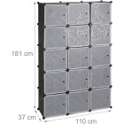 Étagère cubes rangement 11 casiers 2 tringles plastique - Couleur au choix