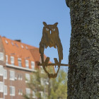 Oiseau à planter hibou en acier corten