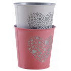 Cache-pot en métal laqué coeur embossé (lot de 2)