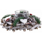 Photophore couronne de noel en bois et verre