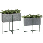 Bac à fleurs rectangulaire sur pied en fer (lot de 2)