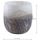 Photophore en verre givré doré et blanc 15 cm