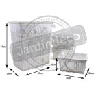 Panier à linge et 4 corbeilles coeur en osier et coton blanc (lot de 5)