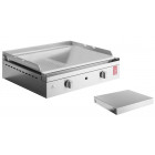 Plancha en inox lisse et rainurée avec couvercle chef 55 cm