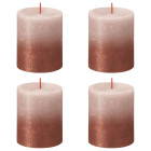 Bougies pilier rustiques 4 pcs 80x68 mm rose brumeux et ambre